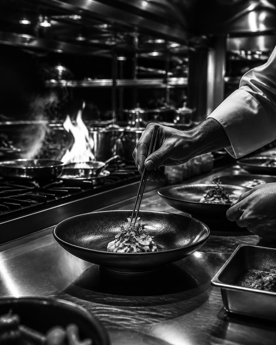 Cozinha profissional em alta operação